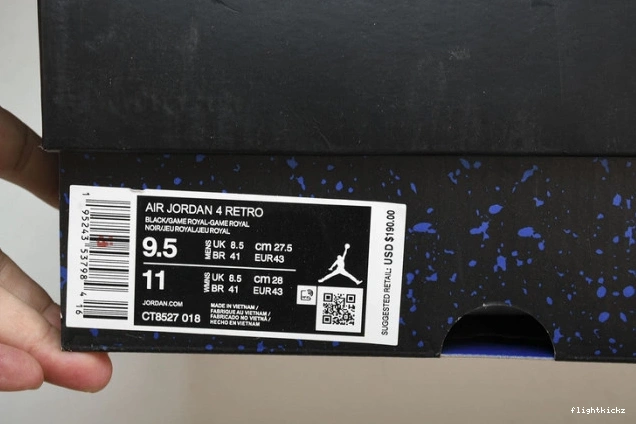 Black 4 Game CT8527-018 Retro Royal Jordan 0717